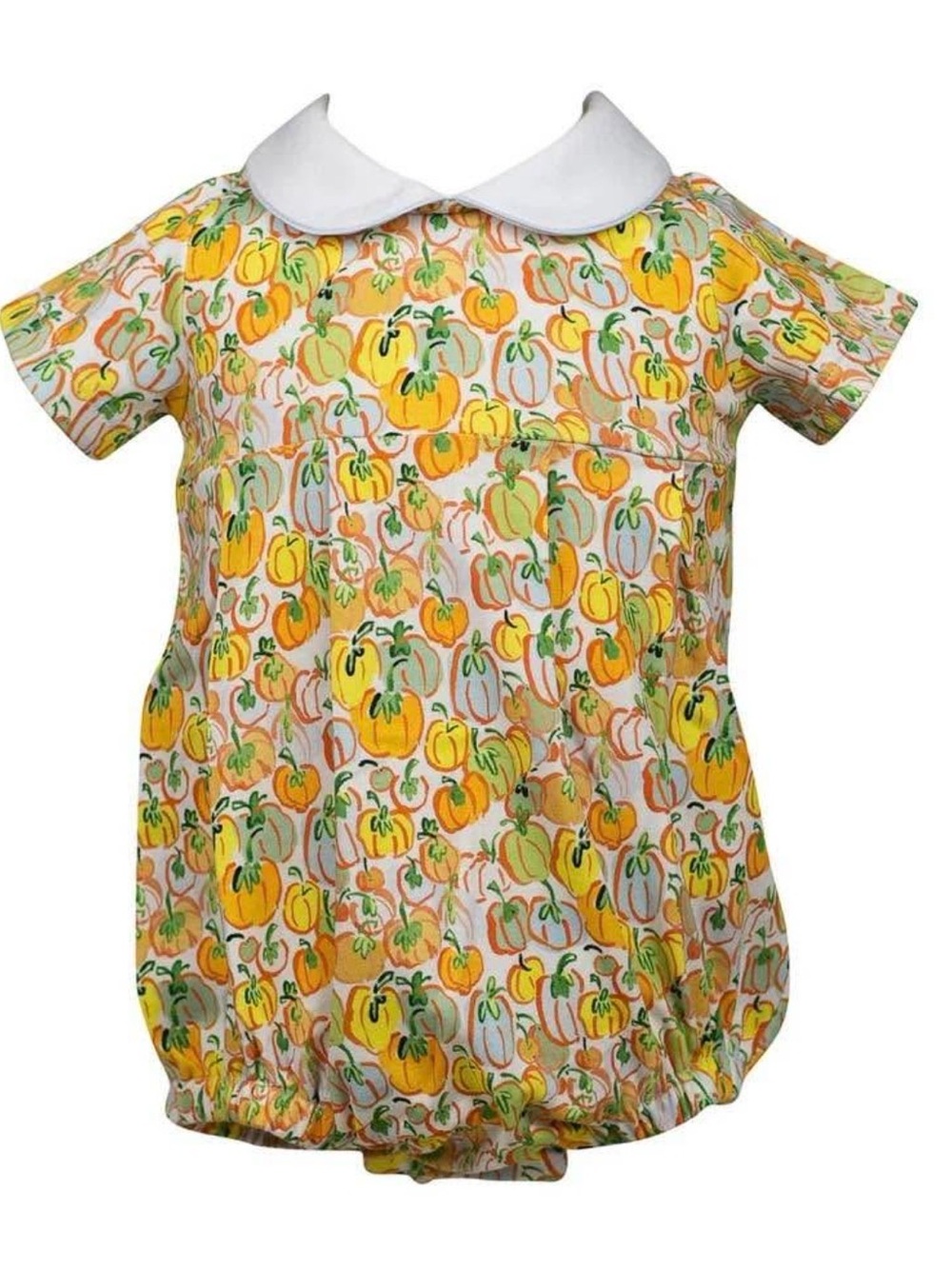 White Collar Yellow Pumpkin-Print Baby One-Piece Bodysuit